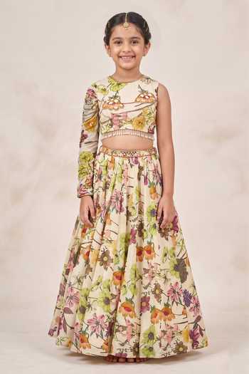 Damoiselle Wildflower Whimsy Printed Lehenga Set For Kids