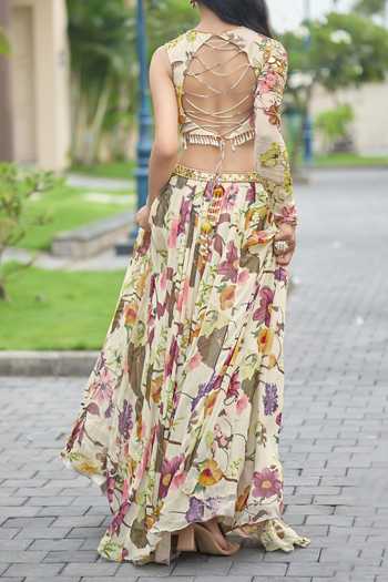 Damoiselle Wildflower Whimsy Printed Lehenga Set For Kids