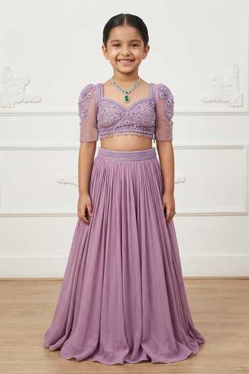 Damoiselle Charm Embroidered Lehenga Set For Kids