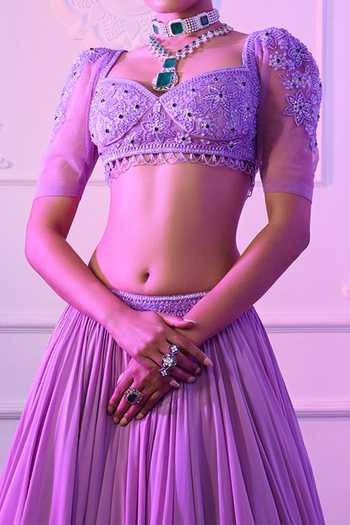 Buy Damoiselle Purple Net, Georgette, Shantoon Sequin, Beads Charm Embroidered Lehenga Set For Kids Online at Aza Fashions Buy_Damoiselle_Purple Net, Georgette, Shantoon Sequin, Beads Charm Embroidered Lehenga Set For Kids_Online_at_Aza_Fashions