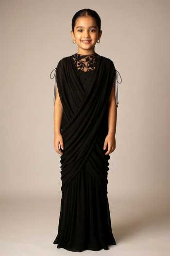Vivek Patel Calla Draped Gown For Kids