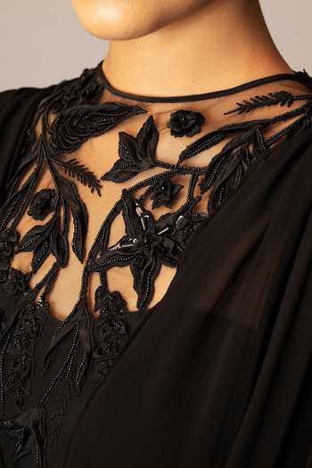 Vivek Patel Black Calla Draped Gown For Kids Online at Aza Fashions Vivek Patel_Black Calla Draped Gown For Kids_Online_at_Aza_Fashions