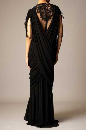 Vivek Patel Calla Draped Gown For Kids