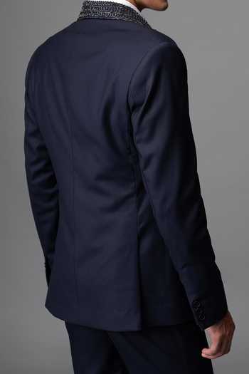 Vivek Patel Nero Hand Embroidered Shawl Lapel Blazer & Trouser For Kids