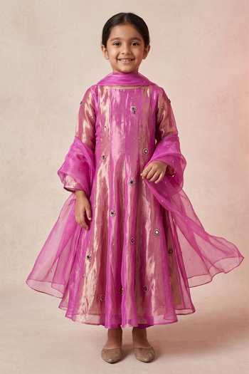Zoon Tissue Aari Embroidered Kurta Set For Kids