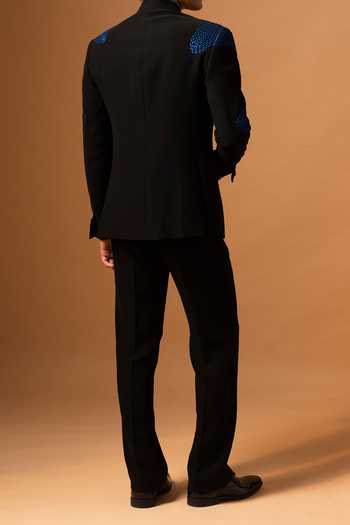 Vivek Patel Scarr Machine Embroidered Bandhgala & Trouser Set For Kids