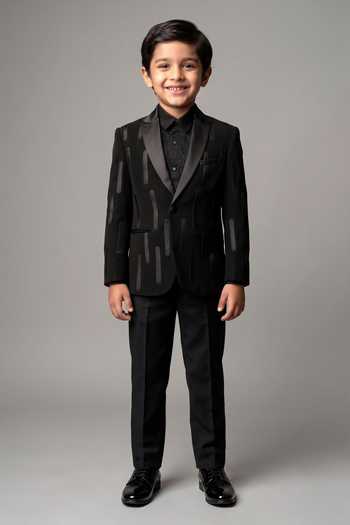 Vivek Patel Solen Embroidered Blazer & Trousers Set For Kids