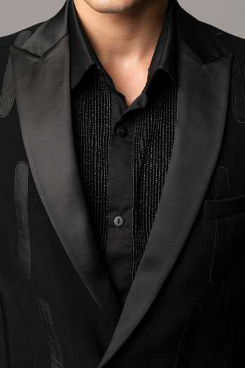 Vivek Patel Black Solen Embroidered Blazer And Trousers Set For Kids Online at Aza Fashions Vivek Patel_Black Solen Embroidered Blazer And Trousers Set For Kids_Online_at_Aza_Fashions