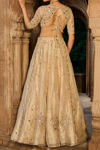 Zoon Aari Hand Embroidered Lehenga Set For Kids