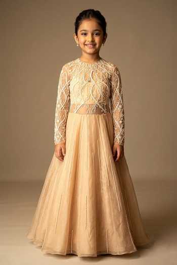 Vivek Patel Embellished Blouse With Lehenga Saree For Kids