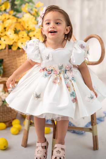 Ruchika Lath Label Flora Butterfly Dress With Hair Accessory 
