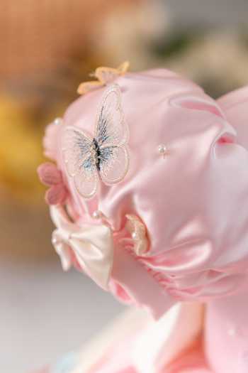 Ruchika Lath Label_Pink Satin, Tulle Flora Butterfly Dress With Hair Accessory _at_Aza_Fashions