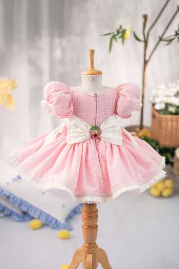Ruchika Lath Label Berry First Birthday Dress With Hair Accessory 