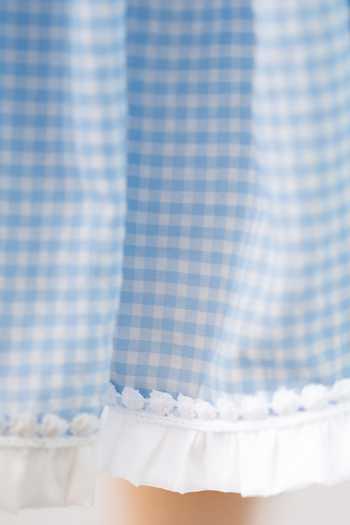 Buy Ruchika Lath Label Blue Cotton, Taffeta Lemon Gingham Dress With Hair Accessory Online at Aza Fashions Buy_Ruchika Lath Label_Blue Cotton, Taffeta Lemon Gingham Dress With Hair Accessory _Online_at_Aza_Fashions