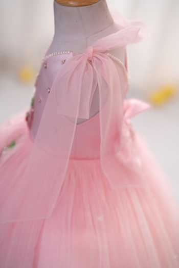 Buy Ruchika Lath Label Pink Satin, Tulle Strawberry Tie Up Dress With Hair Accessory Online at Aza Fashions Buy_Ruchika Lath Label_Pink Satin, Tulle Strawberry Tie Up Dress With Hair Accessory _Online_at_Aza_Fashions