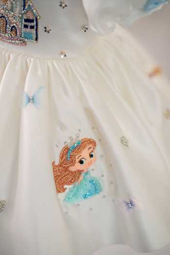 Buy Ruchika Lath Label White Satin, Tulle Princess Dress With Hair Accessory Buy_Ruchika Lath Label_White Satin, Tulle Princess Dress With Hair Accessory