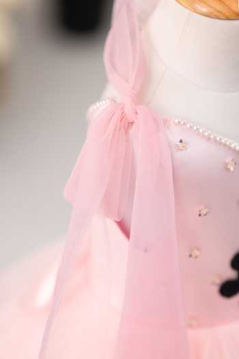 Ruchika Lath Label_Pink Satin, Tulle Mickey Clubhouse Tie-up Dress With Hair Accessory _Online_at_Aza_Fashions