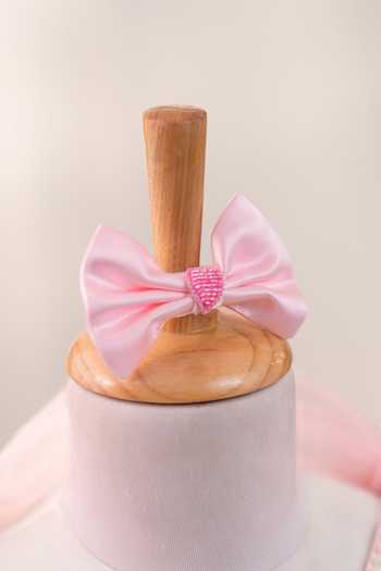 Buy_Ruchika Lath Label_Pink Satin, Tulle Mickey Clubhouse Tie-up Dress With Hair Accessory _Online_at_Aza_Fashions