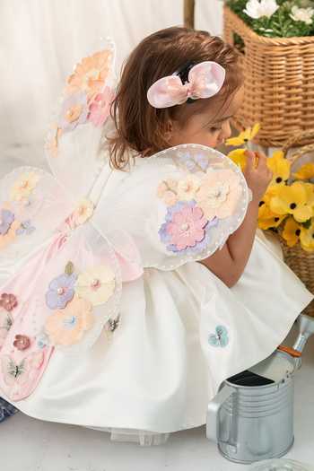 Buy Ruchika Lath Label White Satin, Tulle Flora Dress With Wings Online at Aza Fashions Buy_Ruchika Lath Label_White Satin, Tulle Flora Dress With Wings _Online_at_Aza_Fashions
