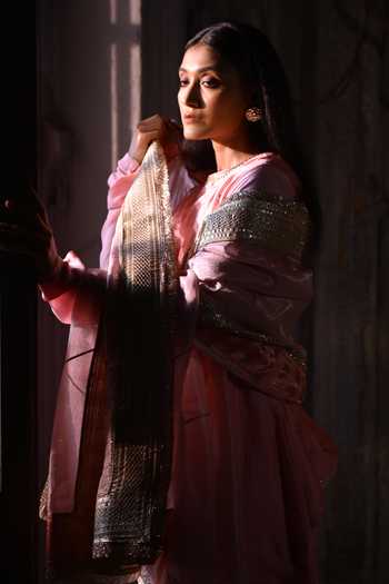 Shop_Shorshe Clothing_Pink Tissue Amina Embellished Border Dupatta _Online_at_Aza_Fashions