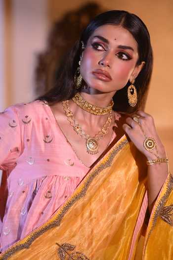 Buy Shorshe Clothing Pink Brocade V-neck Chandphool Kediya Blouse Online at Aza Fashions Buy_Shorshe Clothing_Pink Brocade V-neck Chandphool Kediya Blouse _Online_at_Aza_Fashions
