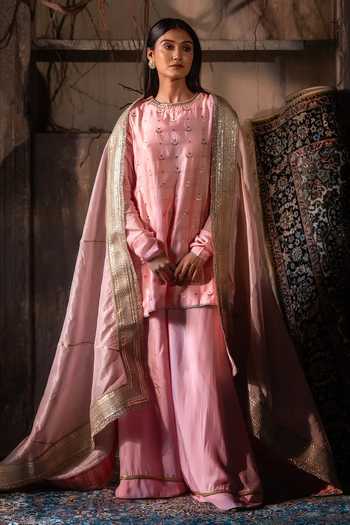 Shorshe Clothing Chandphool Shabana Brocade Kurta With Gharara