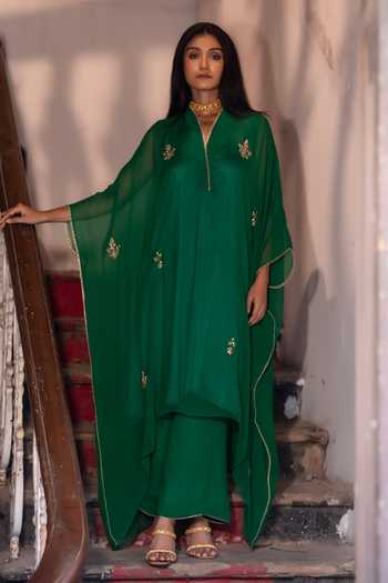 Shorshe Clothing Chiffon Embroidered Kaftan & Palazzo Set