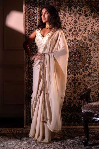 Shorshe Clothing Gota Phool Embroidered Saree 