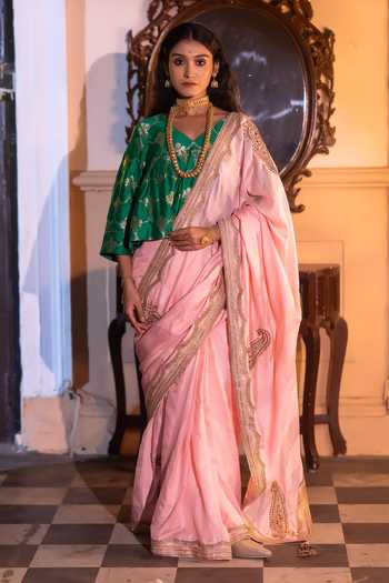 Shorshe Clothing Kolka Silk Satin Striped Saree