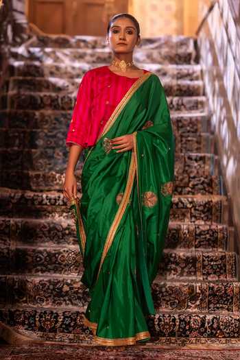 Shorshe Clothing Mughal Metallic Hand Embroidered Saree