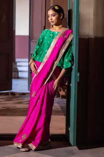 Shorshe Clothing Mughal Embroidered Saree