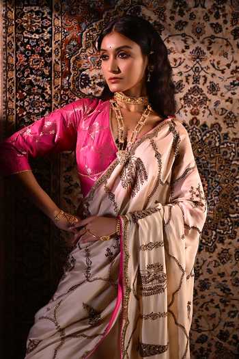 Shop Shorshe Clothing Ivory Chanderi Shalimaar Saree Online at Aza Fashions Shop_Shorshe Clothing_Ivory Chanderi Shalimaar Saree _Online_at_Aza_Fashions