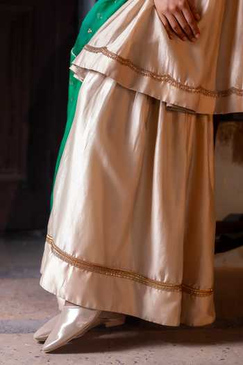 Buy Shorshe Clothing Ivory Chanderi Round Neck, Yes Short Vani Choga Kurta And Sharara Set Online at Aza Fashions Buy_Shorshe Clothing_Ivory Chanderi Round Neck, Yes Short Vani Choga Kurta And Sharara Set _Online_at_Aza_Fashions