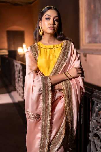 Shop Shorshe Clothing Pink Chanderi Turkish Ashoka Saree Online at Aza Fashions Shop_Shorshe Clothing_Pink Chanderi Turkish Ashoka Saree _Online_at_Aza_Fashions
