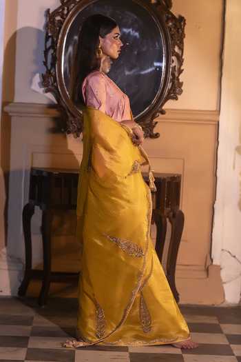 Shorshe Clothing Turkish Ashoka Handwoven Chanderi Saree