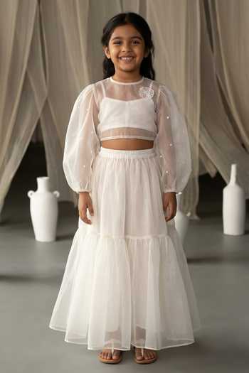 Zoon Silk Organza Tiered Skirt For Kids
