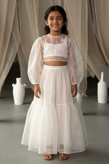 Zoon Placement Embroidered Crop Top For Kids
