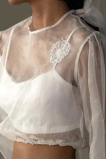 Zoon Off White 100% Silk Organza Floral, Aari Placement Embroidered Crop Top For Kids Online at Aza Fashions Zoon_Off White 100% Silk Organza Floral, Aari Placement Embroidered Crop Top For Kids_Online_at_Aza_Fashions