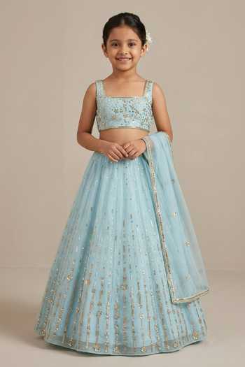 Zoon Aari Work Lehenga Set For Kids