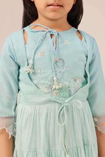 Shop_OurDve_Blue Linen Sea Salt Embroidered Bodice Dress _Online_at_Aza_Fashions