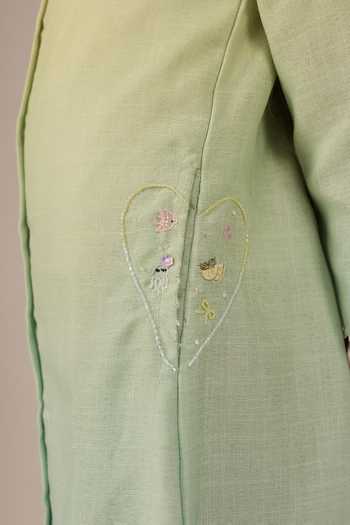 Shop_OurDve_Blue Linen Seafoam Embroidered Collar Dress 