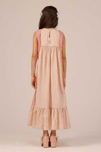 Shop_OurDve_Pink Organza, Cotton Merry Checked Coat And Dress Set 
