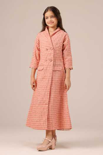 OurDve Merry Berry Checked Coat & Dress Set 