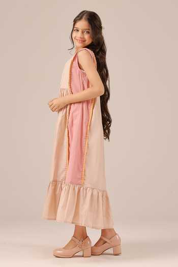 Buy OurDve Pink Cotton Merry Embroidered Frill Dress Online at Aza Fashions Buy_OurDve_Pink Cotton Merry Embroidered Frill Dress _Online_at_Aza_Fashions