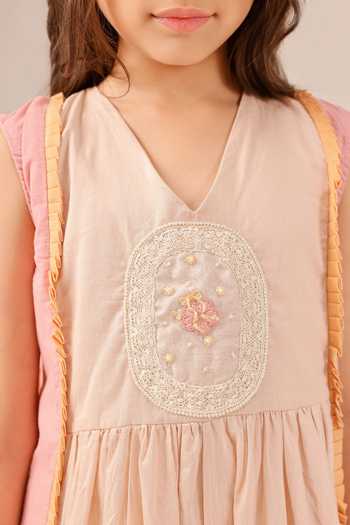 OurDve Pink Cotton Merry Embroidered Frill Dress at Aza Fashions OurDve_Pink Cotton Merry Embroidered Frill Dress _at_Aza_Fashions