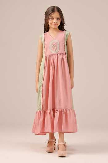 OurDve Merry Berry Frill Embroidered Dress 