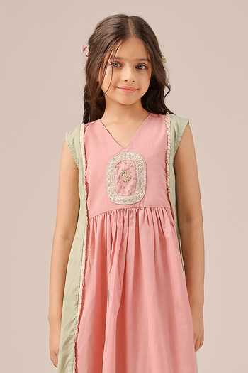 Buy OurDve Pink Cotton Merry Frill Embroidered Dress Online at Aza Fashions Buy_OurDve_Pink Cotton Merry Frill Embroidered Dress _Online_at_Aza_Fashions