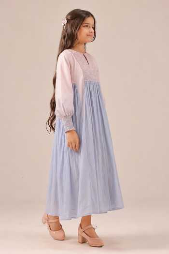 OurDve_Pink Linen Beach Babe Textured Smocked Dress _Online_at_Aza_Fashions