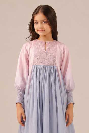 Buy_OurDve_Pink Linen Beach Babe Textured Smocked Dress _Online_at_Aza_Fashions