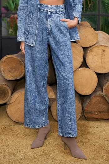 Buy_Dash And Dot_Blue Cotton Notched , Scoop Organic Jacket And Pant Set 